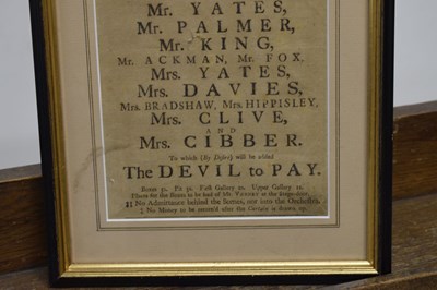 Lot Group of five 18th to mid 19th century Theatre bills plus Regency print (6)