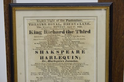 Lot Group of five 18th to mid 19th century Theatre bills plus Regency print (6)