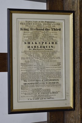 Lot Group of five 18th to mid 19th century Theatre bills plus Regency print (6)