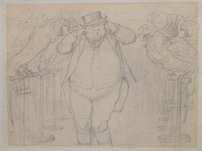 Lot Sir John Tenniel (1820-1914) - Pencil - John Bull in the Parrot House