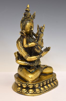 Lot 406 - Himalayan gilt bronze Yab Yum figure group