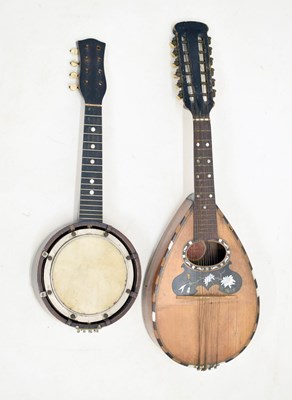 Lot 323 - Mother-of-pearl inlaid ten-string mandolin