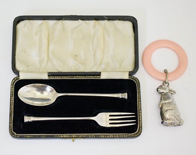 Lot 164 - George VI cased silver christening spoon and fork