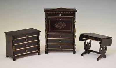 Lot 351 - Three Waltershausen type dolls' house furniture
