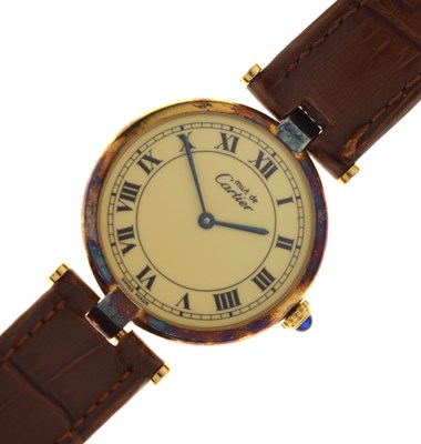 Lot 148 - Cartier - Lady's 'Must de Cartier Vermeil' silver gilt cased wristwatch