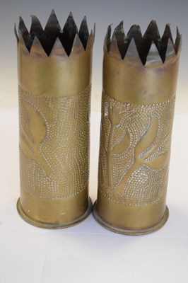 Lot 271 - Pair of First World War trench art vases 'Ypres' and 'Somme'