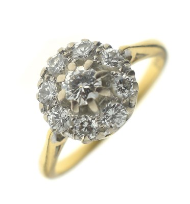 Lot 3 - Early 20th century diamond cluster ring, stamped '18ct'