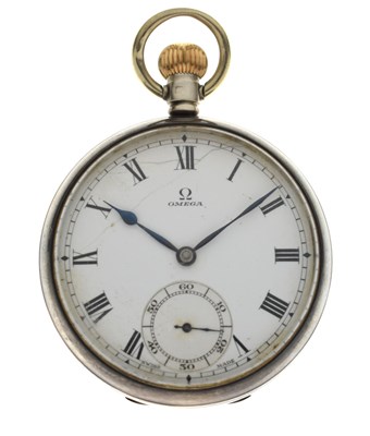 Lot 156 - Omega - Early 20th century silver cased open-face pocket watch
