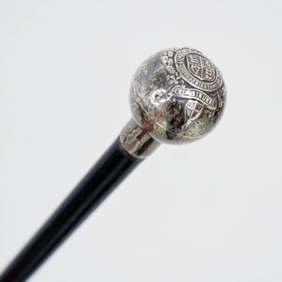 Lot 336 - World War One period London Rifle Brigade silver topped swagger stick or walking cane