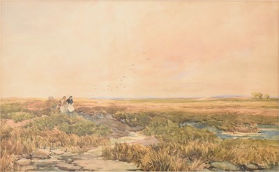 Lot 490 - Edmund Morison Wimperis R.I (1835-1900) - Watercolour - Figures in an open landscape