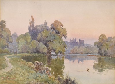 Lot 508 - Alfred Fontville de Breanski (1877-1957) - Watercolour - River landscape at Twickenham
