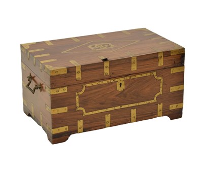 Lot 432 - Anglo Indian brass bound teak chest