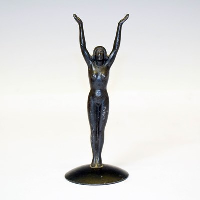 Lot 275 - Art Deco bronzed alloy standing female nude figure