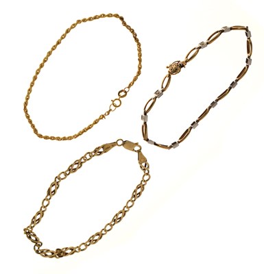 Lot 110 - Three 9ct gold bracelets