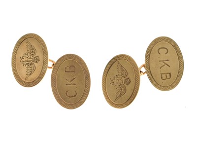Lot 121 - Pair of 9ct gold R.A.F. cufflinks