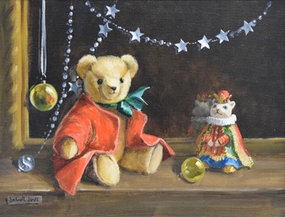 Lot 507 - Deborah Jones (1921-2012) - Oil on board - 'Happy Christmas - Little Bears'