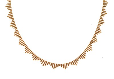 Lot 91 - 9ct yellow gold fringe necklace