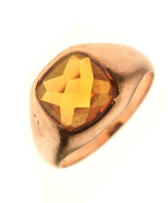 Lot 29 - Citrine 9ct yellow gold signet ring