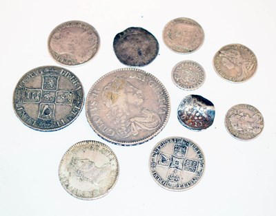 Lot 223 - Collection of GB silver coinage to include: Charles II Fourpence, 1680; William III half crown, etc