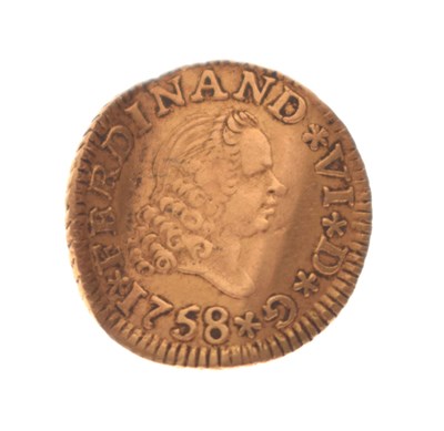 Lot 218 - Ferdinad VI gold half escudo, 1758