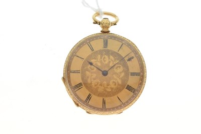 Lot 131 - Lady's yellow metal fob watch, stamped '18K'
