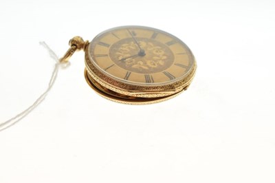 Lot 131 - Lady's yellow metal fob watch, stamped '18K'