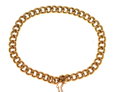 Lot 109 - Yellow metal curb link bracelet, stamped 15ct