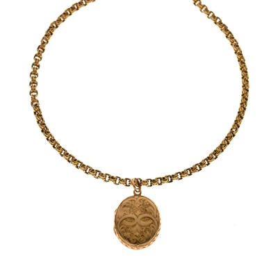 Lot 94 - Victorian fancy belcher link chain and a yellow metal locket