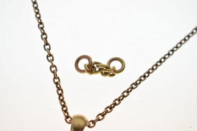 Lot 95 - Victorian unmarked yellow metal oval locket and '9c' tagged chain, etc