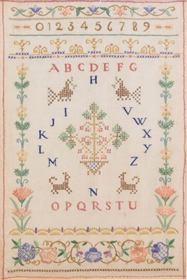 Lot 299 - 20th century needlework sampler