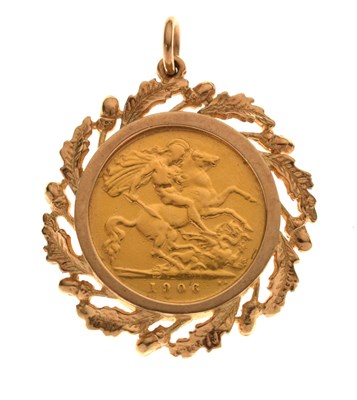 Lot 212 - Edward VII gold half sovereign, 1906