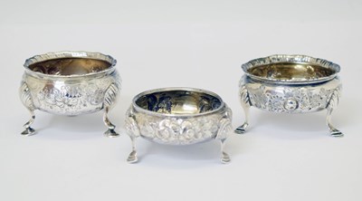 Lot 173 - Three Georgian silver table salts