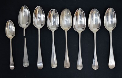 Lot 187 - George III silver tablespoon, and other Georgian examples etc