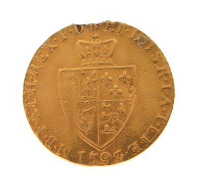 Lot 151 - George III gold spade half guinea, 1793