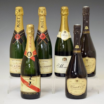 Lot 476 - Five bottles of Champagne, etc