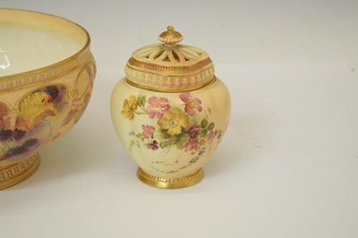 Lot 394 - Four pieces of Royal Worcester blush ivory porcelain