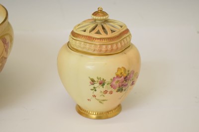 Lot 394 - Four pieces of Royal Worcester blush ivory porcelain