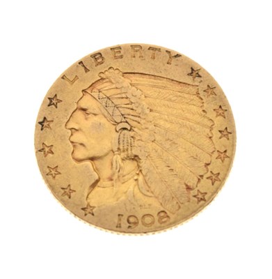 Lot 163 - United States of America gold 2½ Dollars 'Quarter Eagle' coin 1908
