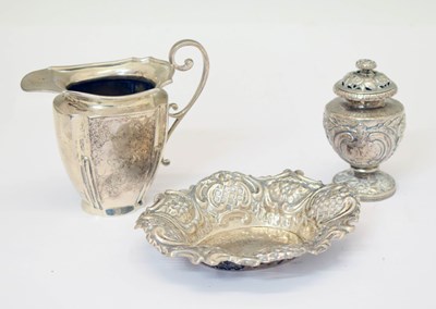 Lot 183 - Edward VII silver jug, silver bonbon dish, etc