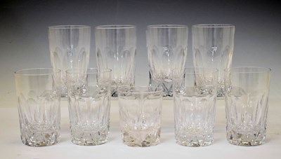 Lot 373 - Set of eight cut crystal high ball drinking glasses and a matching tumbler