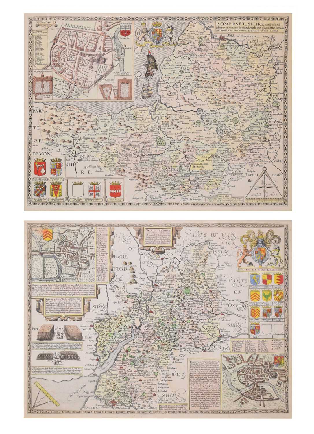 Lot 478 - After John Speed / Speede - Coloured map of 'Somerset-Shire‘