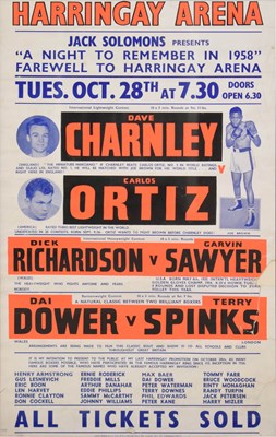 Lot 305 - Boxing Interest - Harringay Arena advertising poster for Jack Solomons' 'A Night to Remember in 1958'