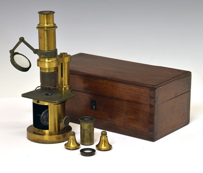 Lot Georges Jean Oberhaeuser, (1796-1868) - 19th century lacquered brass compound drum microscope
