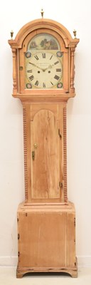 Lot 492 - Early 19th century pine-cased 8-day painted dial longcase clock, Beringer S. Schwerer, Redruth