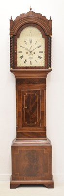 Lot 496 - Mid 19th century inlaid mahogany 8-day painted dial longcase clock, Bullock, Bradford [on Avon]