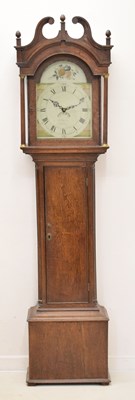 Lot 497 - Early 19th century oak-cased 30-hour painted dial longcase clock