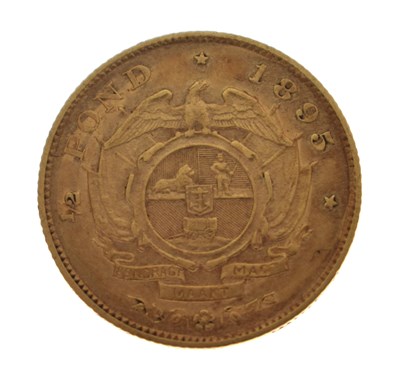 Lot 219 - South African gold 1/2 pond coin, 1895