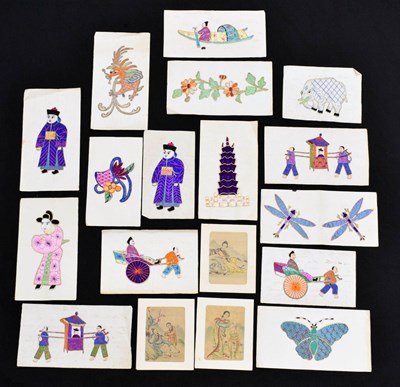 Lot 424 - Collection of early 20th century Chinese cards with needlework decoration