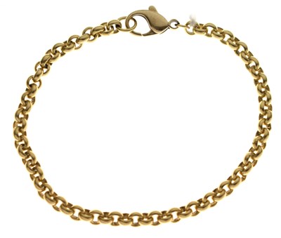 Lot 112 - 18ct gold belcher link bracelet, with 9ct gold clasp