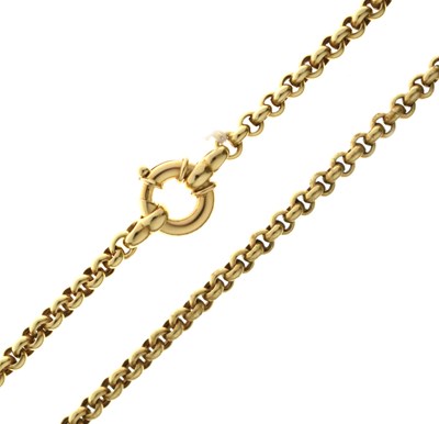 Lot 85 - Yellow metal belcher link necklace, stamped 585
